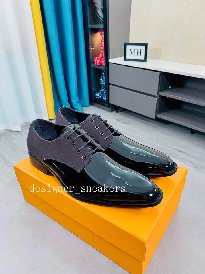 Diseñador Zapatos de vestir para hombre Mocasines Zapatos Oxford clásicos Top bajo de lujo Negro Marrón Zapatos de negocios planos de cuero estampado Zapato de conducción de moda Zapatos de boda con caja