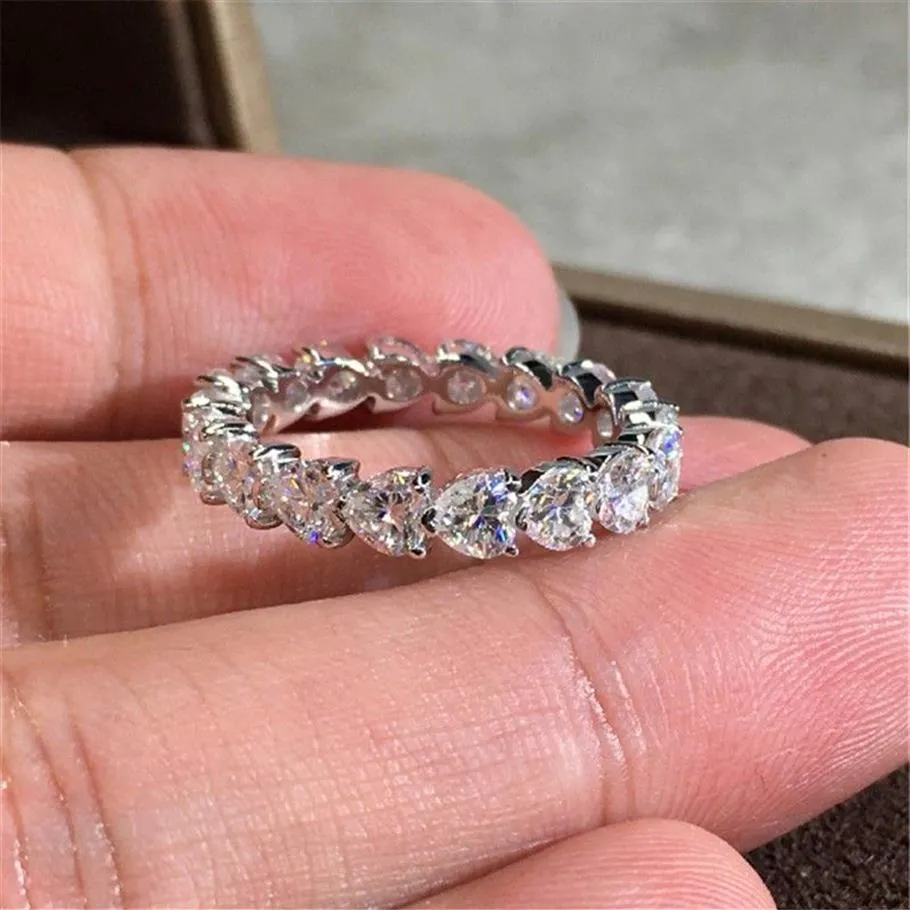 Choucong Brand New Classical Heart Jewelry Real 925 Sterling Silver Pear Cut White Topaz CZ Diamond Party Gemstones Women Wedding 332S