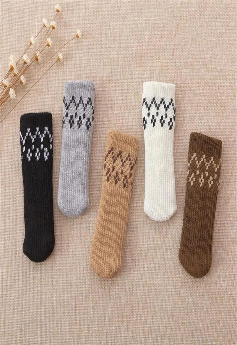 4pcs Socks Cap Stretch Elastic Chair Leg Protector Covers for Furniture Feet Solid Floor Knitting Socks 20007251j9640480