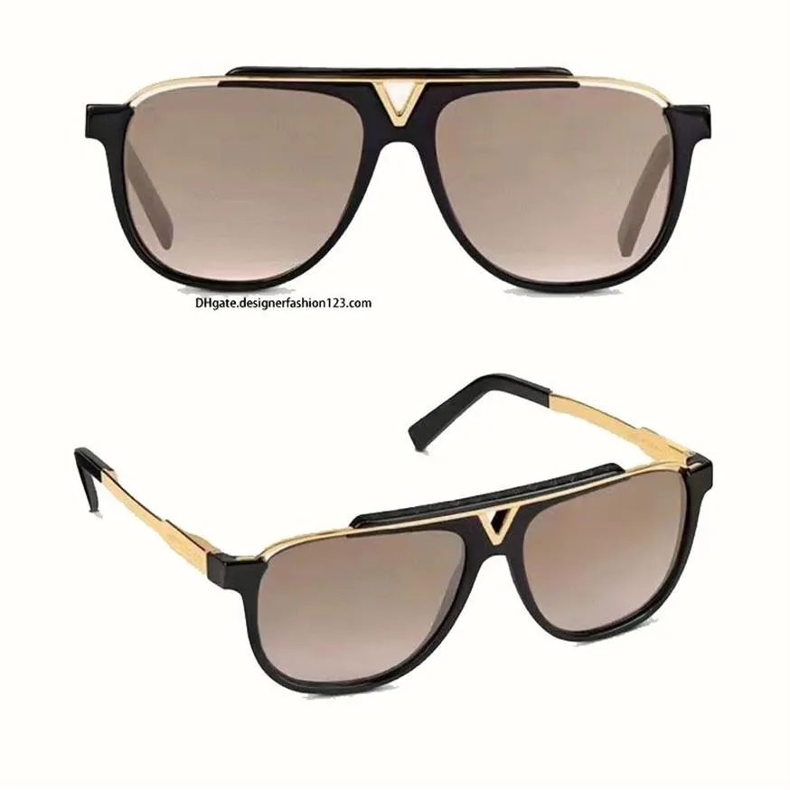 Óculos de sol Designer Men vintage Gold brilhante Z0936 Cuttout Frame Sunglasses for Women Sport Style Classic Glasses Original Box236x