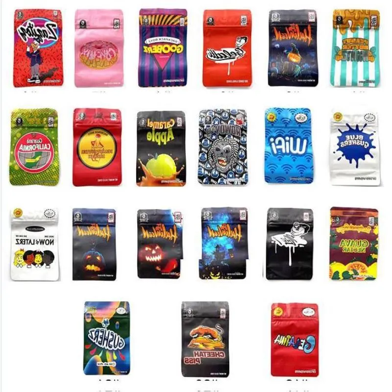 20 Typ Skriv ut ryggsäck Boyz Mylar påsar Matt Stand Up Pouch Plastic Packaging Väska med barnsäker dragkedja 35 G NETBS