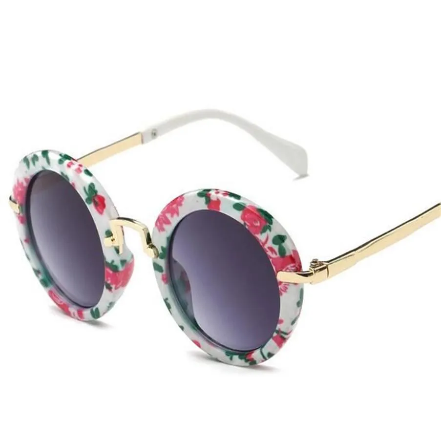 Mode runde niedliche Markendesigner Kinder Sonnenbrille Anti-UV-Baby Vintage Gläser Mädchen coole Brillen 12pcs Lot 310W