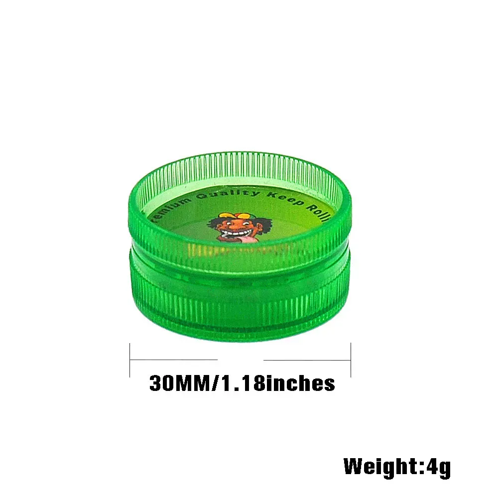 RICH DOG 48ps2 Parts 30MM MINI Acrylic Hard Plastic Smoking Grinder Reggae Grinder For Smoker Tobacco Herb Spices Crusher Wholesale