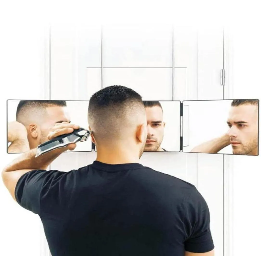 Spiegel tragbarer Make -up -Spiegel einziehbarer hängende Dreisidentenfaltung für das Schneiden und Styling von DIY Haarschnitt Tool6327215