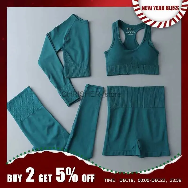 Outfit da yoga Donne senza cuciture Set yoga Set 2 pezzi di allenamento per abbigliamento sportivo abiti da palestra Fitness Fitness Long High Waist gamberi/reggiseno e pantaloncini setl231221