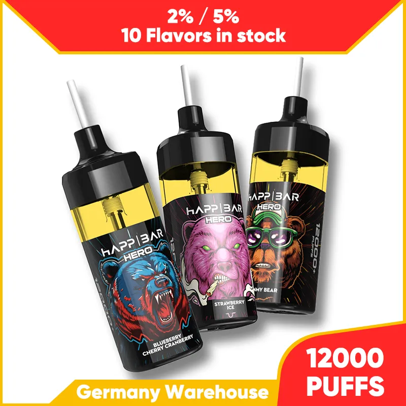 Happ vape desechable 12k Einweg-Vaper-Stift 12000 Puffs Bar Crystal Vape E-Zigarette nachfüllbar 12000 Puffs Ölkappe getrennt guter Geschmack