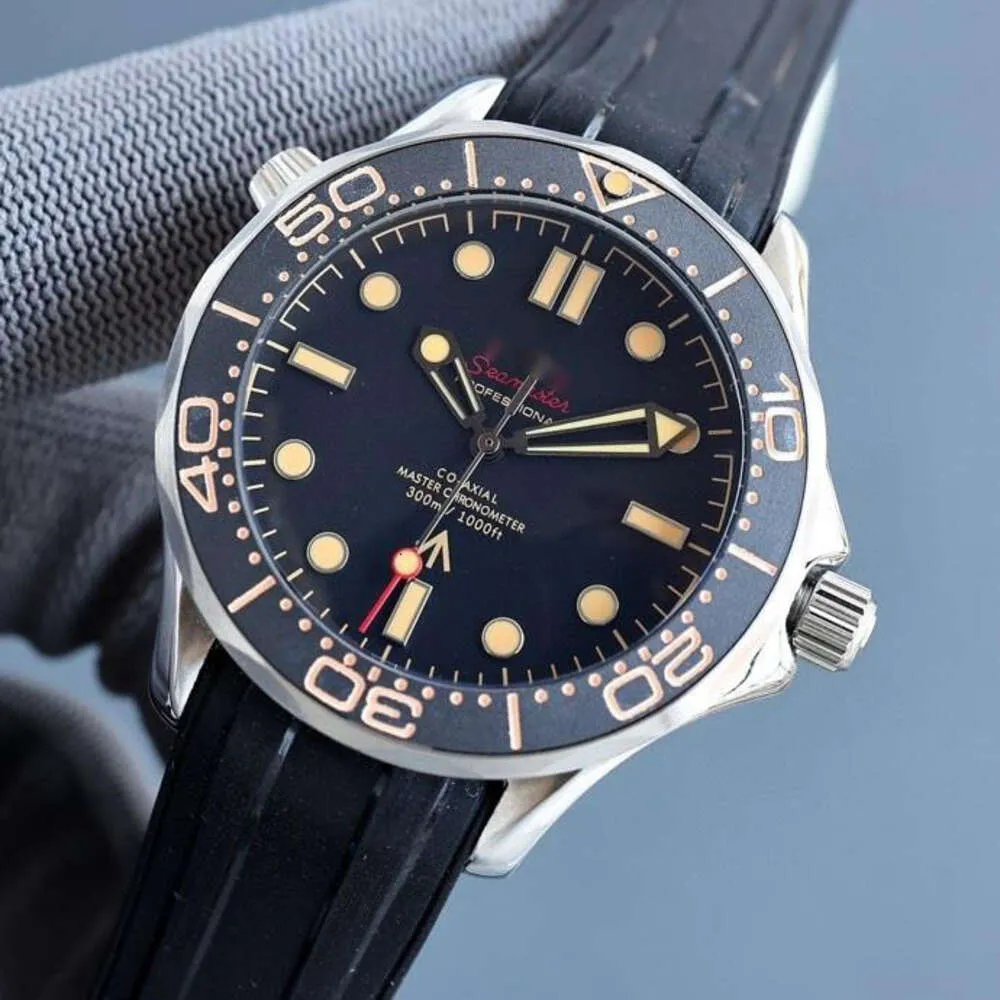 고품질 남성 감시 남성 디자이너 시계 OMEGAS SEAMASTER DIVER300 자동 기계식 MONTRE DE LUXE AY4F JAME BOND 007 럭셔리 손목 워치 상자