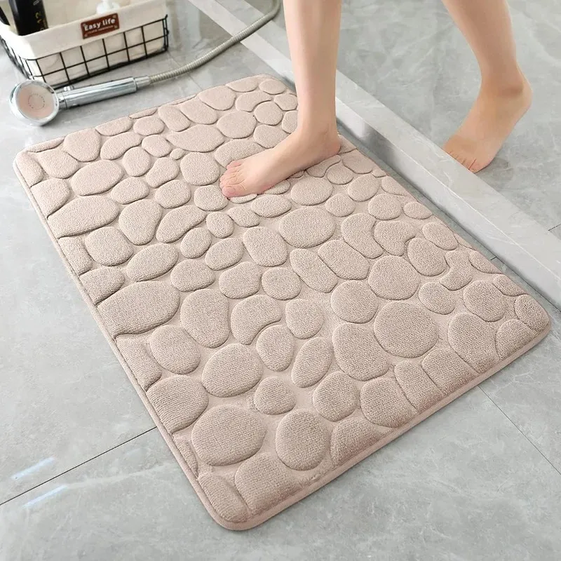 Tapis Tapis antidérapants Pavé en relief salle de bain bain dans lavabo baignoire côté tapis de sol salle de douche paillasson mousse à mémoire de forme 231220