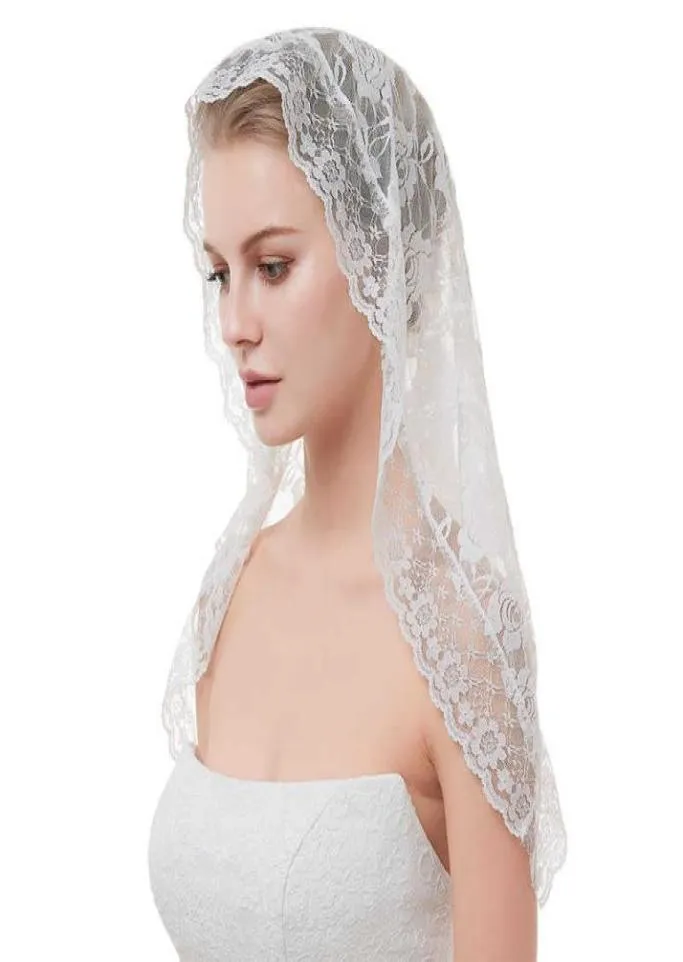 2019 White Black Veil Bridal Mantillas Chapel Veils Muslim Veil Head Covering Lace Catholic Veil Mantilla Welon Slubny X07266473229