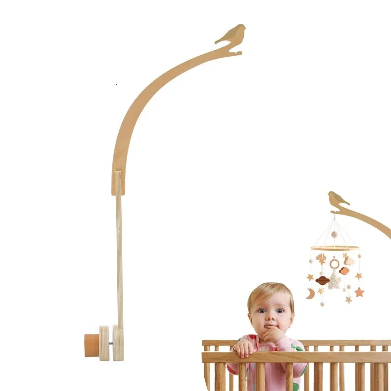Baby Wooden Bed Bell Bracket Mobile Hanging Rattles Toy Hanger Baby Crib Mobile Bed Bell Wood Toy Holder Arm Bracket Toy Gifts 231221
