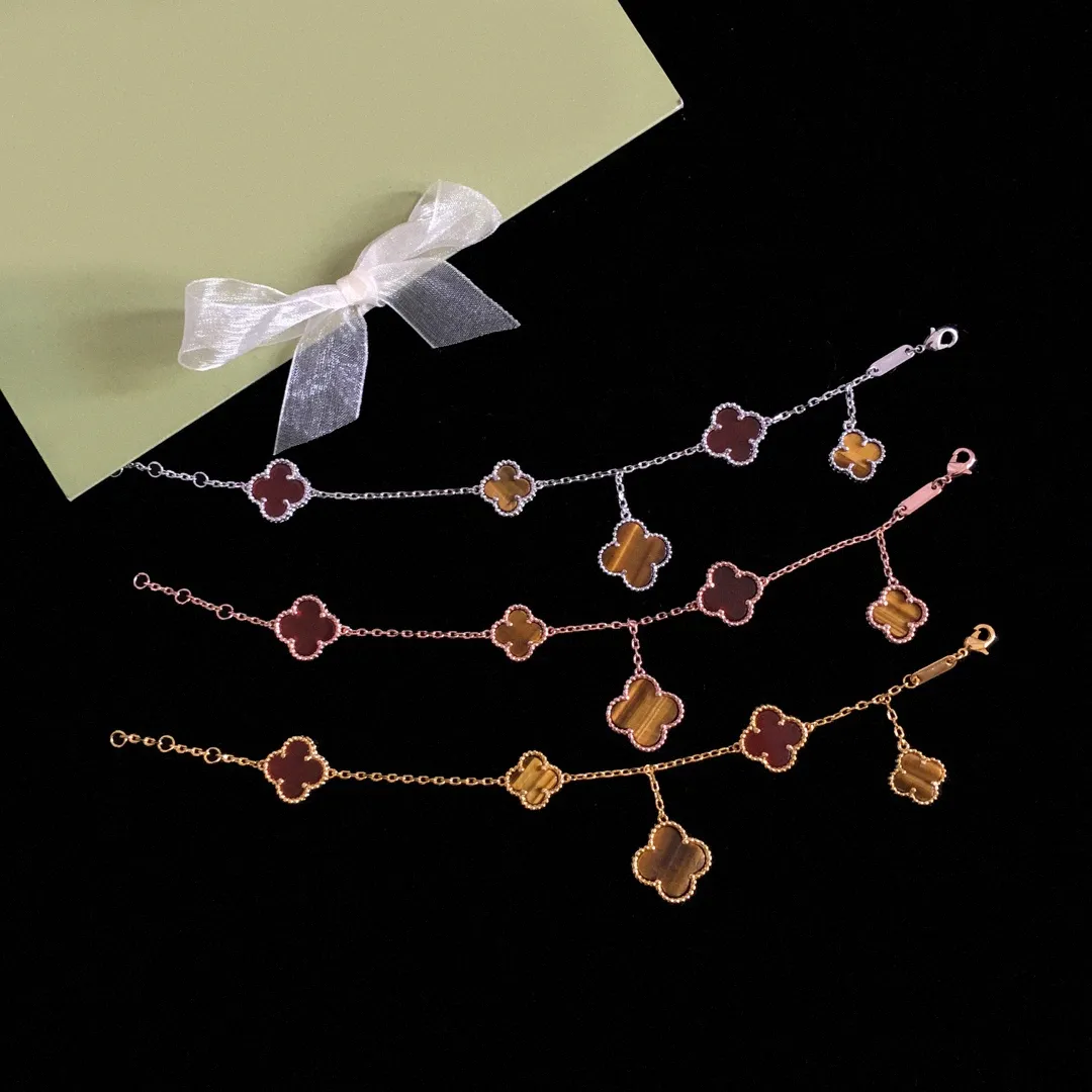 Fashion Four Clover Bracelet Motif Luxury Jewerly Designer for Woman Shell Men Jewelry Jeweler Party Gift Gold Silver Rose Gold with Box D78v#