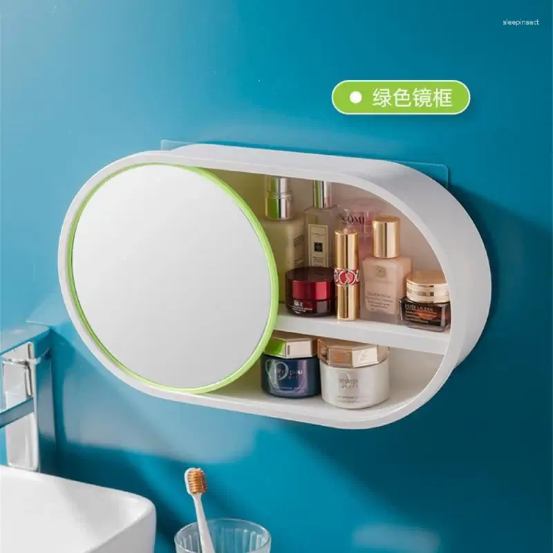 Storage Boxes Wall Mount Affix Tilt Box Helps To Tidy Up Your Bathroom Wall-mounted Mirror Cabinet Cosmetic