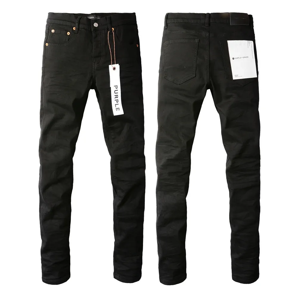 2023 Purple Brand Men's Solid Streetwear Fashion Black Denim Slim Stretch Jeans 231221