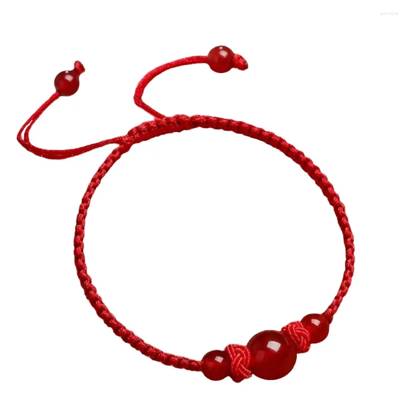 Braccialetti con ciondoli Agata rossa fortunata con braccialetto di corda intrecciata a mano in stile cinese per gli amici Accessori moda all'ingrosso