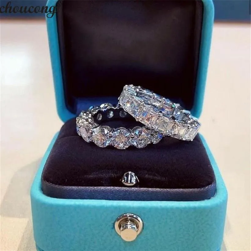 Joia de luxo brilhante, prata esterlina 925, corte princesa, topázio branco, diamante cz, promessa, casamento, anel de noiva, 205f