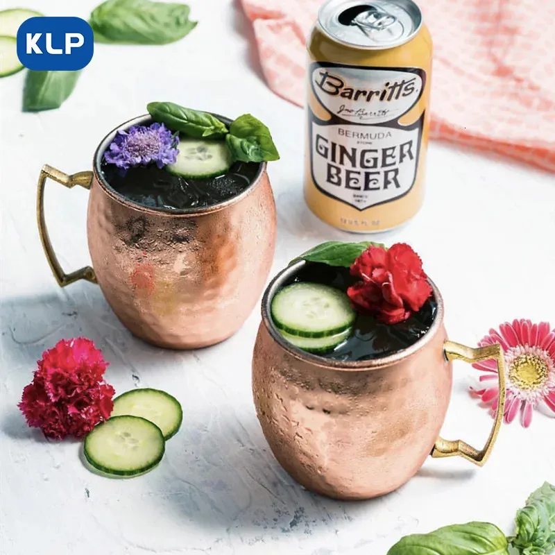 KLP Rose Gold Plated rostfritt stål Moskva Mule Mug - Bar Present Set 2 och Set 4 Factory Direct 16.9 Oz 231220