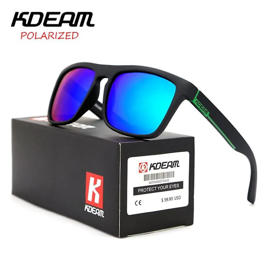 Certificação CE KDeam polarizada óculos de sol Men Sport Sun Glasses Driving Women Mirror Lens Square Frame UV400 com estojo KD156161O