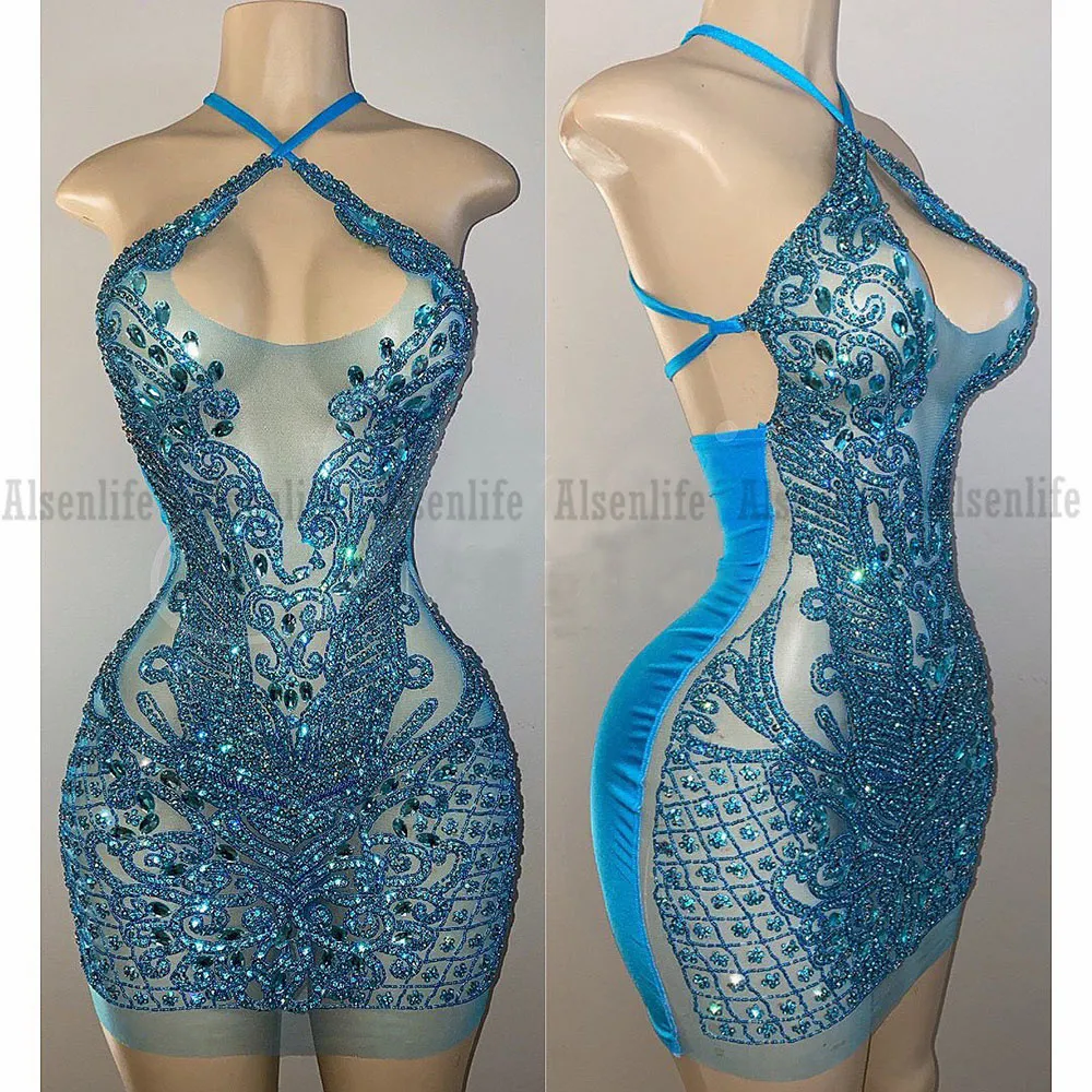 Fitted Black Girls Birthday Dresses For Women Sequined Beading Short  Cocktail Prom Gowns Halter Neck Vestidos De Graduacion From 110,29  |  DHgate