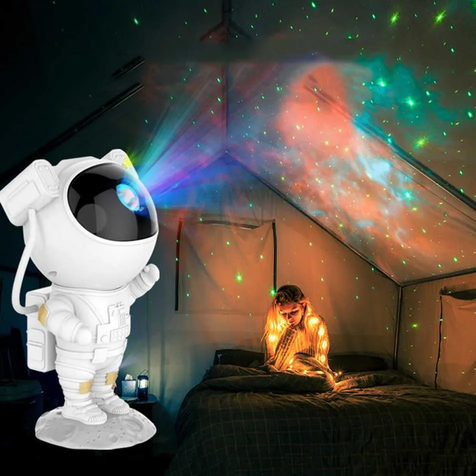 Lampada per proiettore stellare USB Astronauta Galaxy Proiettore per cielo stellato Luci notturne Camera da letto Lampada da tavolo Astronauta Proiettore per cielo stellato lam H278s