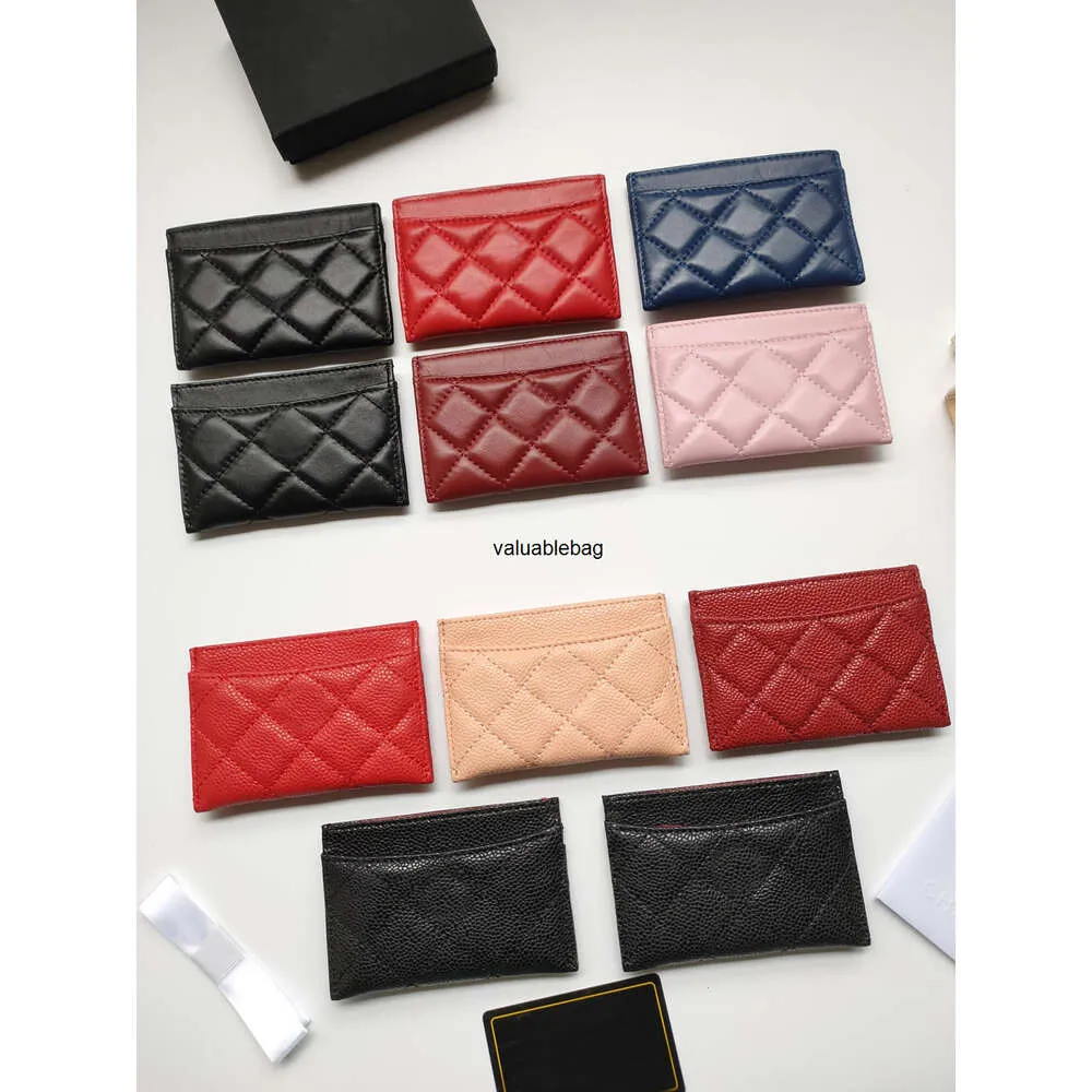 Luxury C Fashion Woman Card Holder Classic Pattern Caviar Quilted Wholesale Gold Hardware Small Mini Black Small Hardware Plånbok Designer Pebble Leather With Box