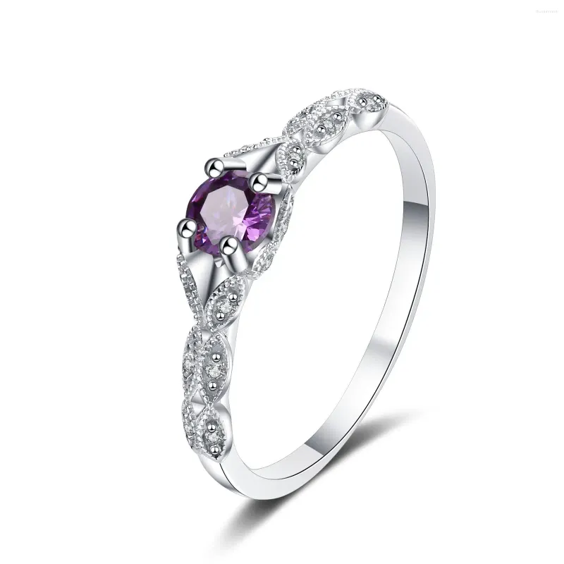 Cluster Rings 2023 S925 Sterling Silver Luxury Style Amethyst Zircon Women's Ring European And American Simple Fashion Gem