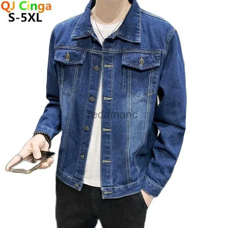 Mens Jackets Blue Single Breasted Lapel Denim Jacket Mens Fashion