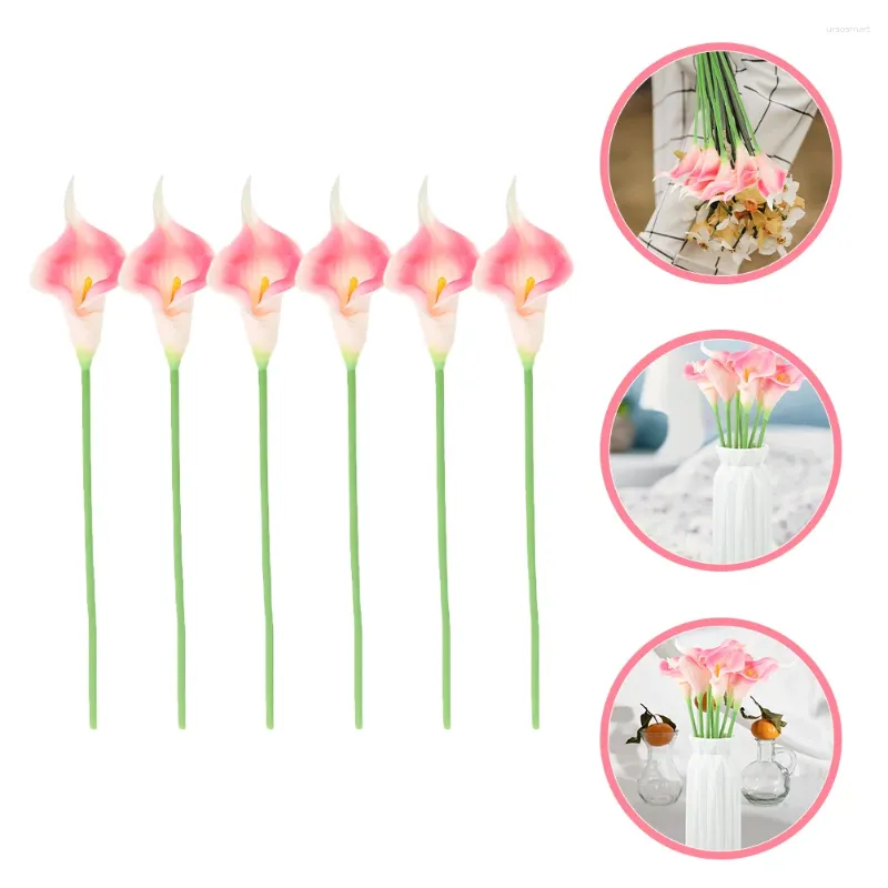 Decoratieve Bloemen 6 Stuks Decor Callalilyflower Picks Kunstplanten Plastic Party Props Kantoor Gesimuleerde Decoraties Voor Vakantie