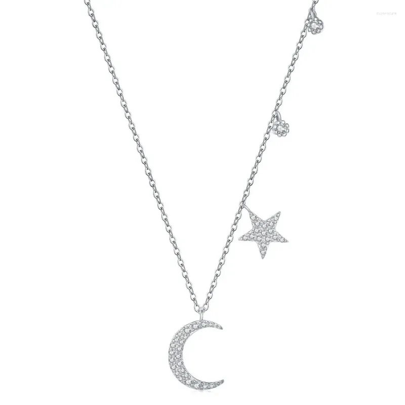 Kedjor Karloch S925 Sterling Silver Star Moon Diamond Inlaid Fashionable and High-End Design for Women's Collarbone Chain