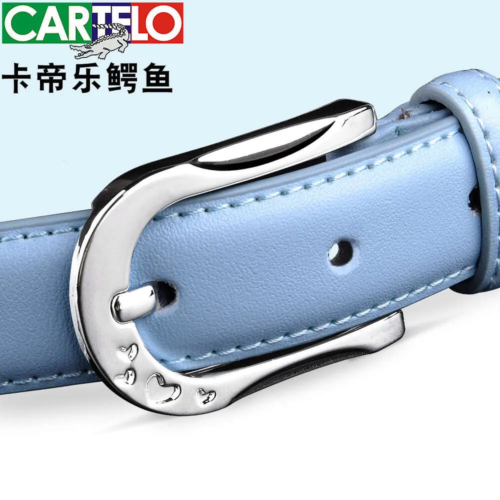Cartile crocodile women's leather thin waist belt fashion Korean decorative student Jeans Belt