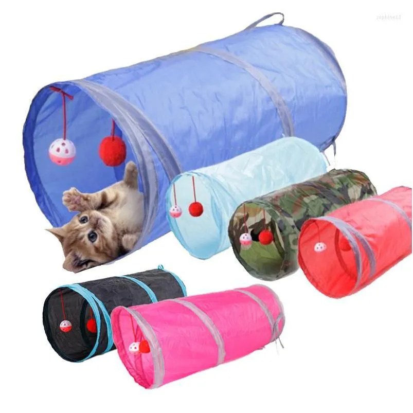 Cat Toys Cat Toys 6 Color Funny Pet Tunnel 2 Holes Spela Rubes Balls Collapsible Crinkle Kitten Puppy Ferrets Dog Drop Delivery Home GA DHMO5