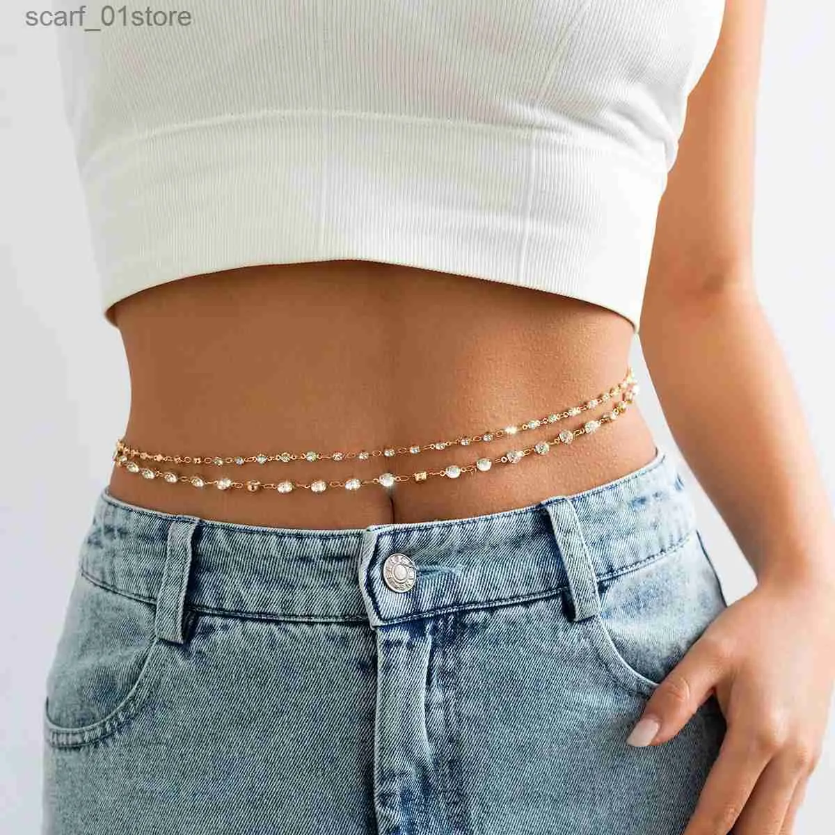 Cintos da cintura Cintos requintados Bikiny Bikini Belly Women Women Sexy Shining Rhinestone Chaist Chant Summer Beach Party Bowelry Y2K Acessóriosl231221