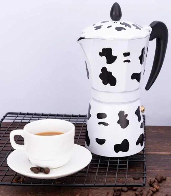 Drukowane krowy ekspres do kawy aluminium Moka Pot Espresso Mocha Latte Percolator R9JC 2103309810242