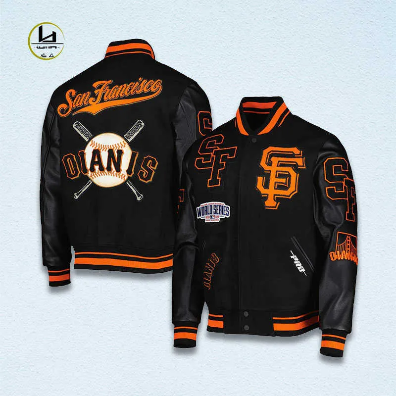 Heren Down Parkas HL Factory Groothandel Black Letterman Jacket Men Hoogwaardige handdoek Borduurwerkontwerper Streetwear Baseball Team Varsity Jacket IM6C