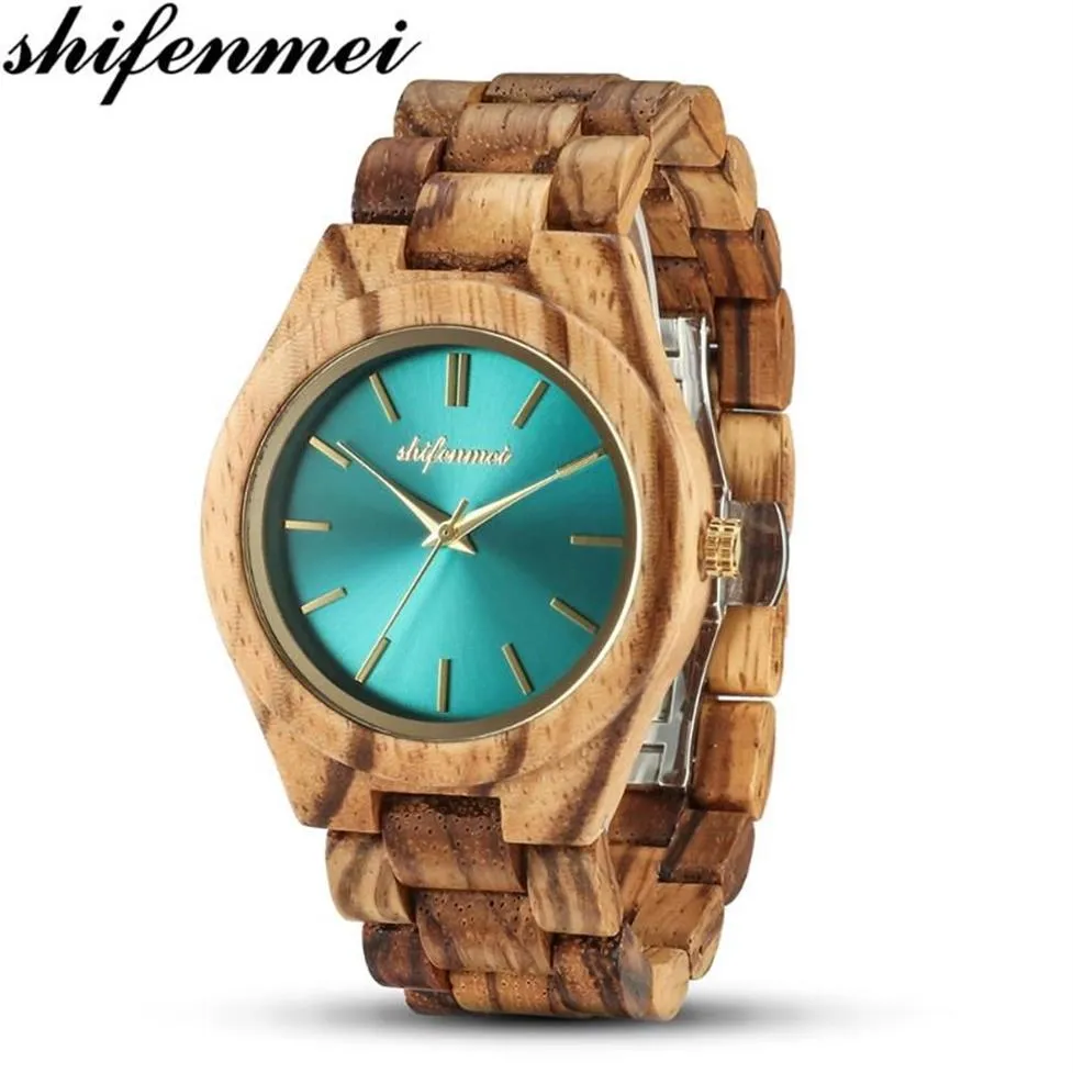 Наручные часы Shifenmei Wood Watch Женские часы Мода 2021 Кварцевые деревянные минималистичные часы-браслет Zegarek Damski249g