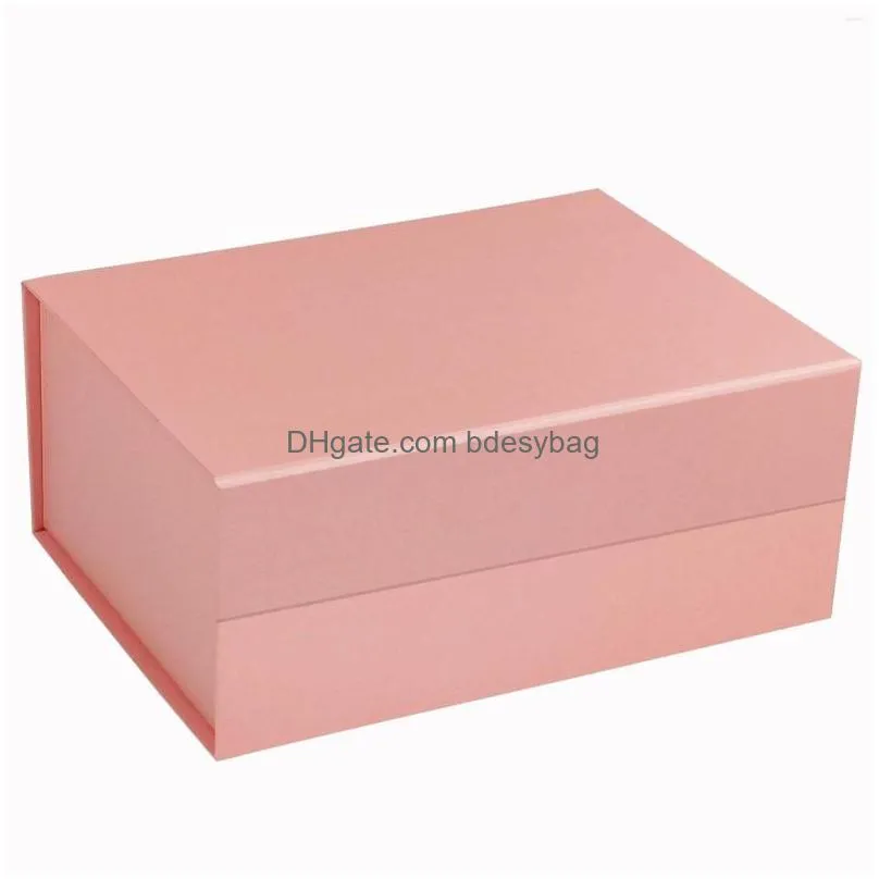 Gift Wrap Gift Wrap 5Pcs Rectangar Pink Box Packing Bow Fold Wedding Festival Commercial Custom Logo Wholesale Packaging For Business Dhtck