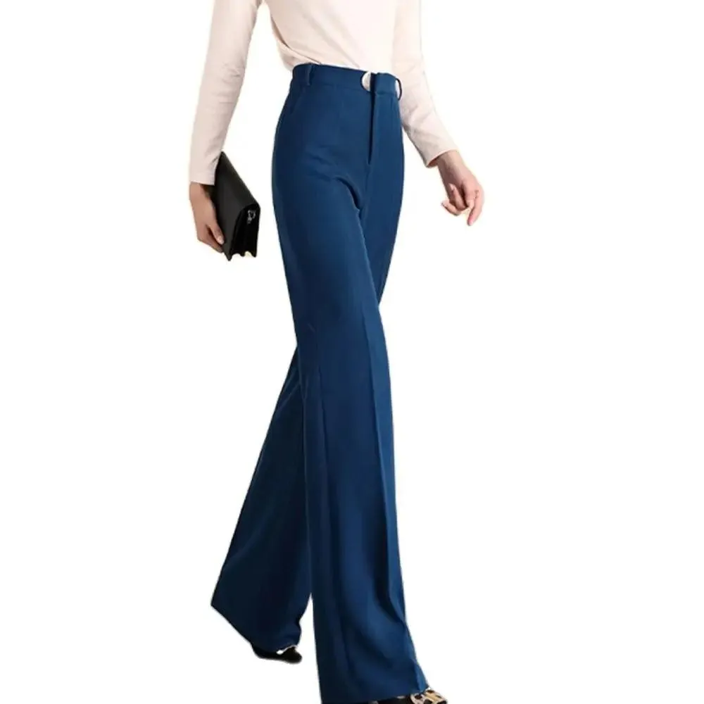 Capris Hot Sale New Dark Blue Black Straight Wide Leg Pants Women