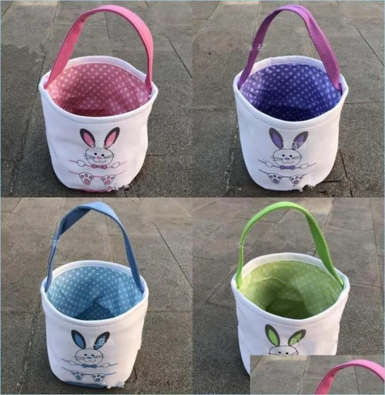 Otras capas de fiesta festivas Bolsas de cubo de lienzo encantador Diy Patrón de conejo hecho a mano Regalo de Pascua Canasta de mano Cesta Mticolor Dhuzp9626448