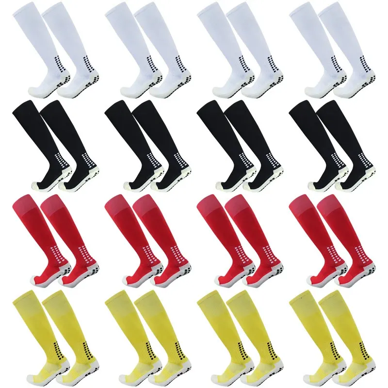 4 Pairs Of Long Competition Training Nonslip Silicone Soccer Socks Plaid Pattern Outdoor Sports Breathable Football 231220