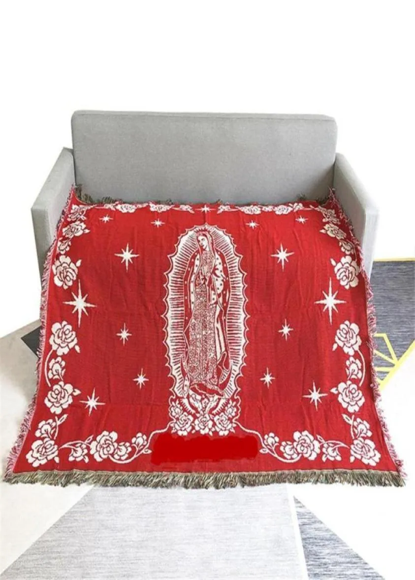 Super Virgin Mary Black Red Filt Personality Tapestry Office Air Conditioning Tuppla vardagsrum SOFA Ornament Filtar5374707