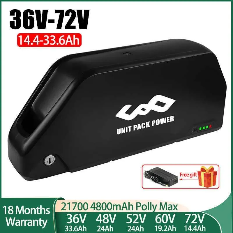 Батареи 21700 Polly ebike Battery 36 В 33,6AH 48V 24AH 52V Батарея Downtube 60V 19.2AH 72V 14.4AH Лития батарея для Bafang 2000W250W