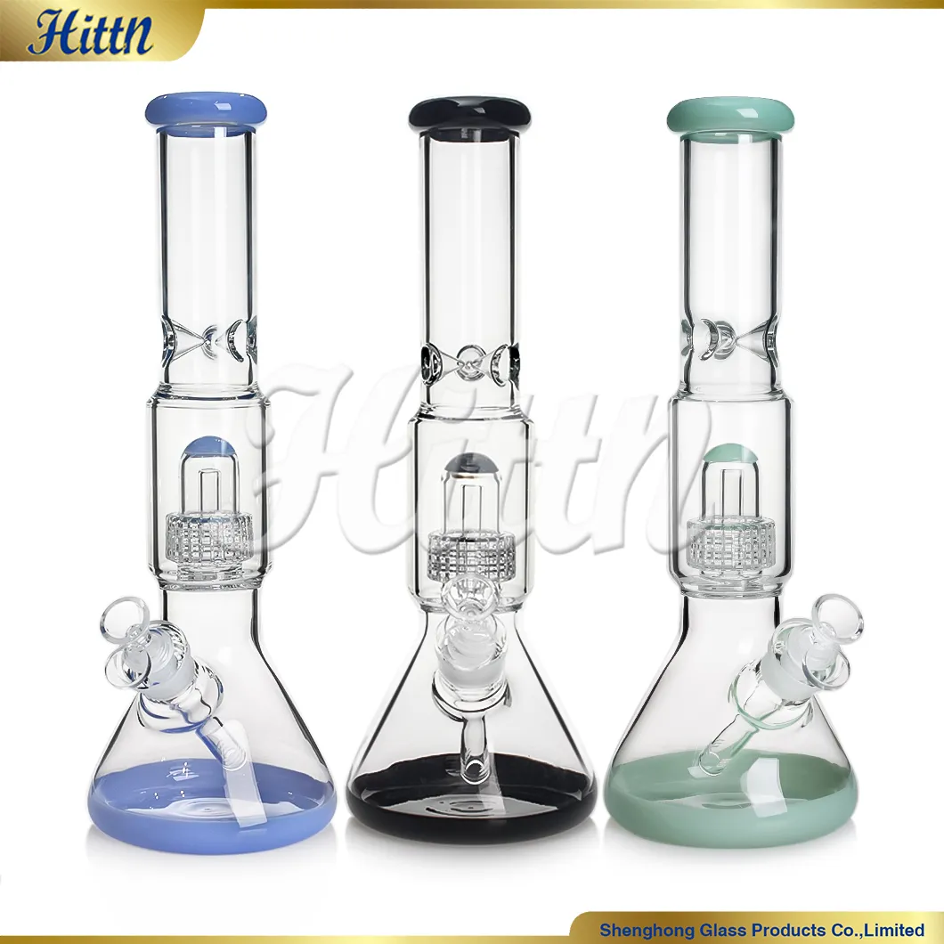 Vaso de precipitados Vistal de vidrio Bong Percolador Percolador Bong Dab Cubo de agua Tubo de agua Hookah Tobacco Herbe seca Agua Bong 14 mm Bown Sstemt Ash Catcher Accessors