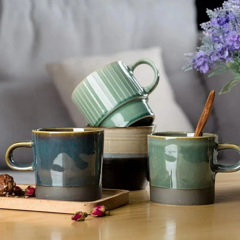 Tasses Japon Rétro Tasse À Café En Céramique À La Main Mignon Petit Déjeuner Lait Maison Bureau Tasse À Thé Corée Tazas De Café Bouteille D'eau