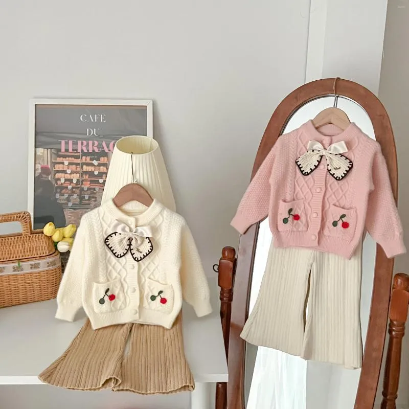 Set di abbigliamento Autunno bambine ragazze vintage da gigante stampato a vabina da gigante con arco bottini per bambini abiti rosa vestiti coreani