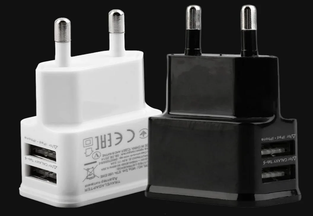 UseU Plug 5V 2A Dual USB Port EU Plug AC Wall Charger Adapter för not 2 3 Mobiltelefon Tablett Whole9209654