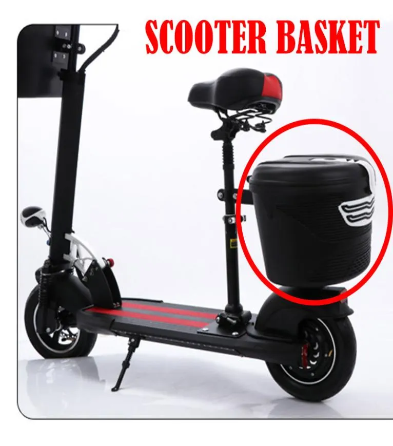 Panier en plastique avec doublure en tissu et serrure pour installation de scooter électrique à l'avant ou à l'arrière2137295