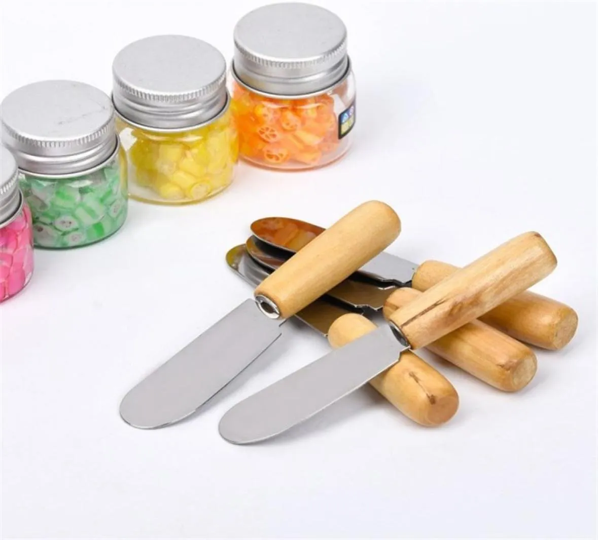Serowy nóż 10 cm Nóż z masła ze stali nierdzewnej z drewnianym uchwytem serowy sos deserowy sos dżem szarpanie szpatułki narzędziem m srena b ZEG8974665