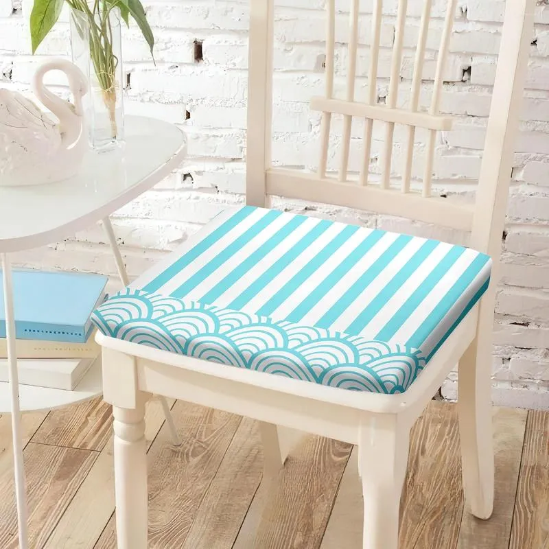 枕の縞模様の波プリント椅子ストレッチソフトマット床の家の装飾用の見えないジッパー椅子パッドが装備されています