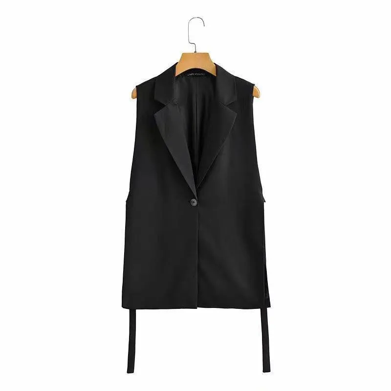 Traf Women Fashion with Taps Side Lounts gilet sans manches vintage Bouton avant féminin Extérieur Chic Gest Tops Men's Suit Vest décontracté 18