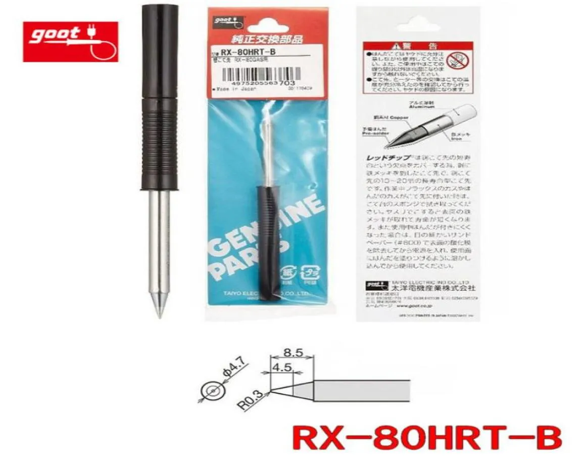 Original Japan GOOT RX80HRT Series Replacement Welding Tip for Soldering Station RX802AS RX812AS RX822AS RX852AS6615525