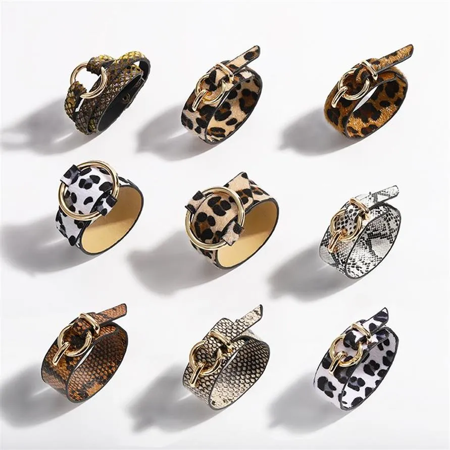 Bracelet ajustable en cuir pour femmes, nouvelle mode tendance, de luxe, imprimé serpent, léopard, animal, 327B